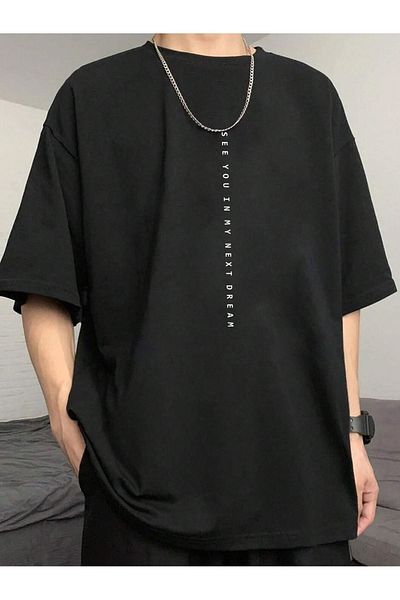 Mythologie Tricou cu design Sculpture - Mânecă scurtă cu gât supradimensionat cu imprimeu negru