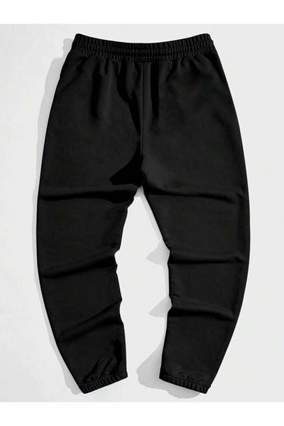 Mythologie A Logo Sweatpants Jogger - Μαύρο εμπριμέ λαστιχένιο πόδι ψηλόμεσο χειμώνα