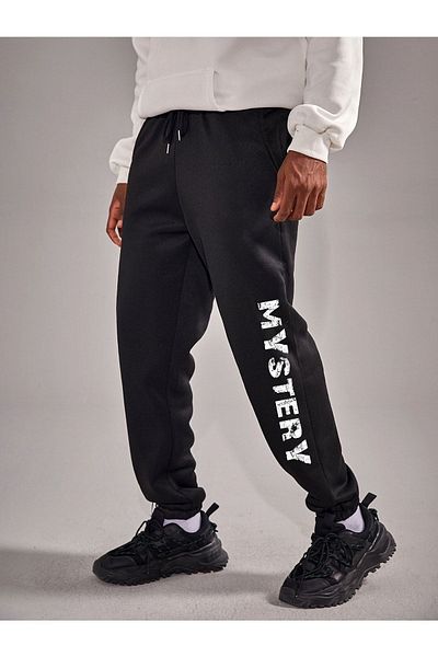 Mythologie Mystery Sweatpants Jogger - Μαύρο εμπριμέ λαστιχένιο πόδι ψηλόμεσο χειμώνα