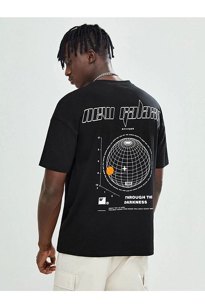 Mythologie Νέο Galaxy T-shirt Double Couple Lover Combination 2 τεμαχίων - Μαύρο, εμπριμέ, Oversize, Crew Neck