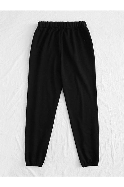 Mythologie New York Sweatpants Jogger - Μαύρο εμπριμέ λαστιχένιο πόδι ψηλόμεσο χειμώνα