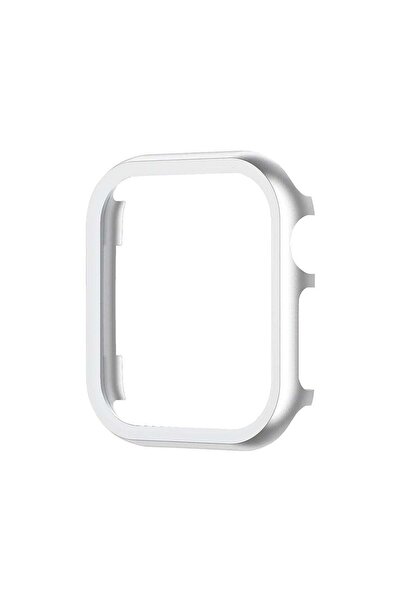 Quse Apple Watch Seri 9-8-7 45mm Uyumlu Alüminyum Metal Kasa Koruyucu Gümüş