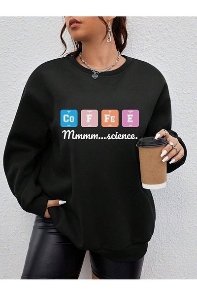 MODARİCH Hanorac Science - Gâtul turnat supradimensionat cu imprimeu negru