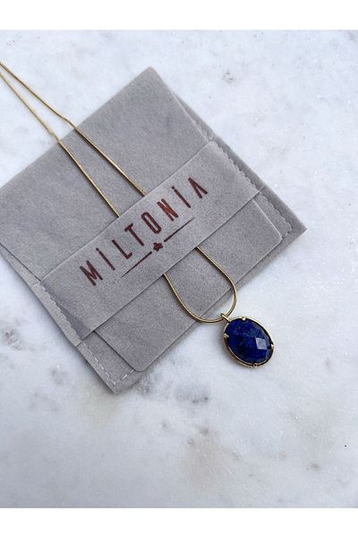 Miltonia Lapis Lazuli Necklace Pendant Steel Chain Necklace