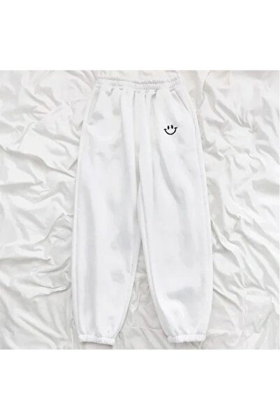 Mythologie 3-пакет панталони за тичане с принт на усмихнато лице - черни, бели, сиви еластични маншети, висока талия