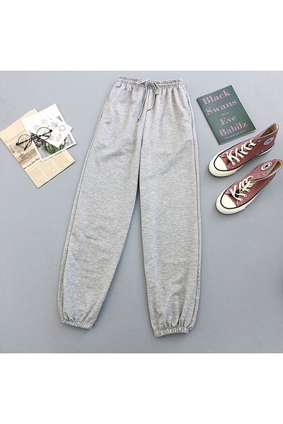 Mythologie 2-pack Basic Straight Jogger Sweatpants - Γκρι μαύρο λαστιχένιο πόδι ψηλόμεσο καλοκαίρι