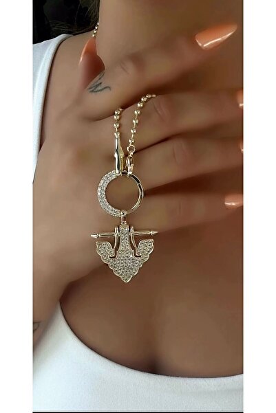 Brillo Serenay Özel Tasarım Büyük Halkalı Taşlı Lima Çapa Kolye