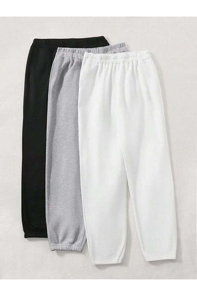 Mythologie 3-Piece California USA Printed Sweatpants - Black Gray White Rubber Leg High Waist Summer
