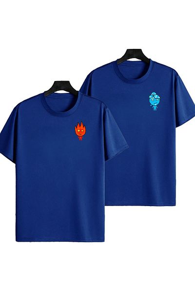 Mythologie Couple Lover Fire and Water Combination - Sax Blue, Oversize Crew Neck, κοντομάνικο μπλουζάκι