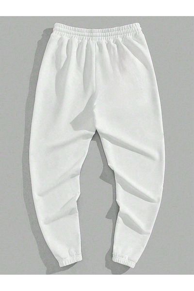 Mythologie Destiny Dragon Sweatpants Jogger - Λευκό εμπριμέ λαστιχένιο πόδι ψηλόμεσο χειμώνα