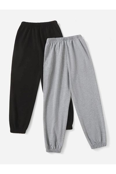 Mythologie 2 Pack Angel Written Sweatpants Jogger - Γκρι μαύρο εμπριμέ ψηλόμεσο καλοκαιρινό λαστιχένιο πόδι