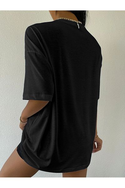 Mythologie Over Thinking T-Shirt - Μαύρο εμπριμέ κοντό μανίκι με λαιμόκοψη