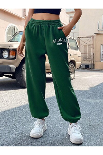 Mythologie Atlanta Georgia Sweatpants Jogger - Πράσινο με στάμπα από καουτσούκ με ψηλή μέση