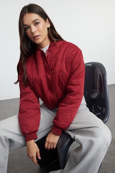 Trendyol Collection Burgunder Bomber Pufferjacke TWOAW25MO00069