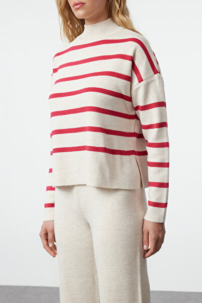 Trendyol Collection Kötött kő csíkos nadrág szett - TWOAW24AU00045