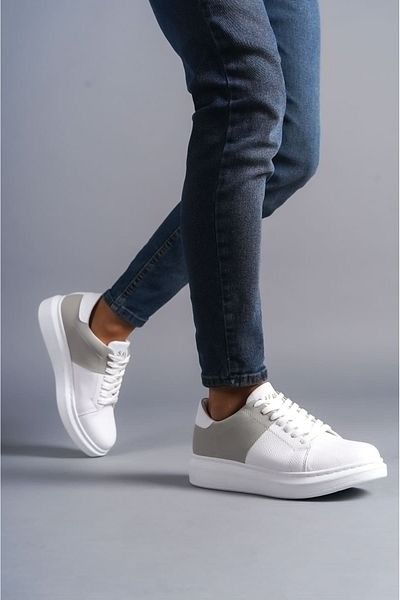 Aymood SLW151 Boost Ανδρικό Suede Casual Sneaker - Lace-Up, BT Λευκό/Γκρι