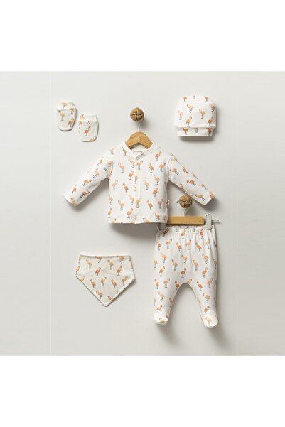 Overdo طقم حديثي الولادة من القطن بنمط فلامنغو مكون من 5 قطع