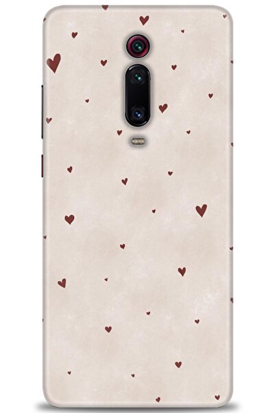 Sitrin Aksesuar Xiaomi Mi 9T Kılıf HD Baskılı Kılıf - Kahve Kalpler