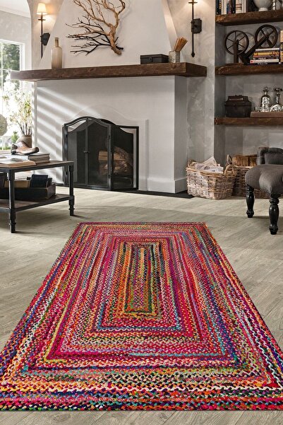 ESTA HALI Örgü Desenli Renkli Halı (makinada Yıkanabilir Kaymaz Dot Taban) - ...