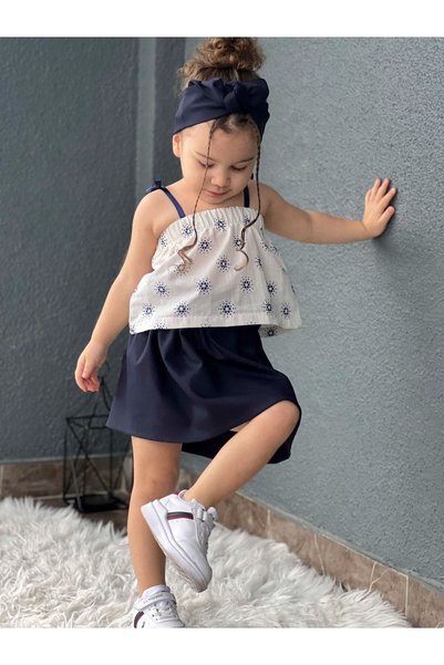 Süslüm Kids مجموعة بلوزة تنورة الأزهار