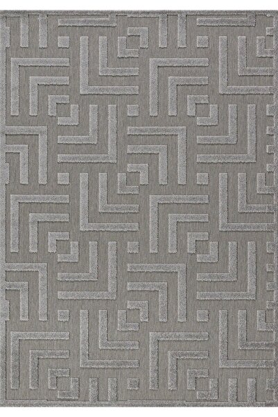 Dinarsu Grace 54100-295 Gri Modern Geometrik Desenli Salon Mutfak Halısı