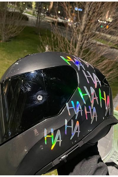 MAD TUNİNG Hahaha Stiker cu hologramă 15cmx30cm pentru Cască Motor-Vehicul