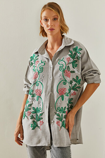 Bianco Lucci Cămașă de damă din in brodat Sofia - Modest 60181014