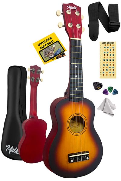Midex Sunburs Ukx-901sb Soprano Ukulele - Hanger Bag and Method Plectrums