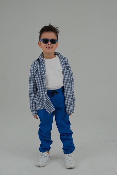 ASG TEKSTİL Boy - Saks Blue Elastic Leg Trousers