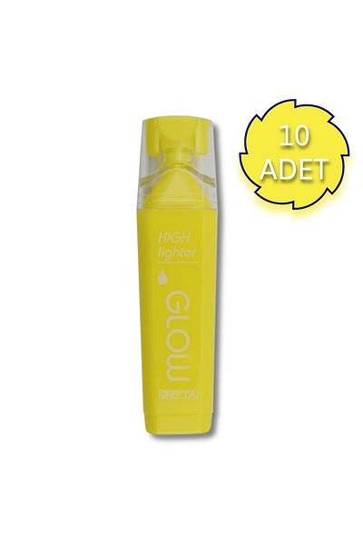 Gıpta Neon Yellow Highlighter Glow Pen - Cut Point, 10 Pieces
