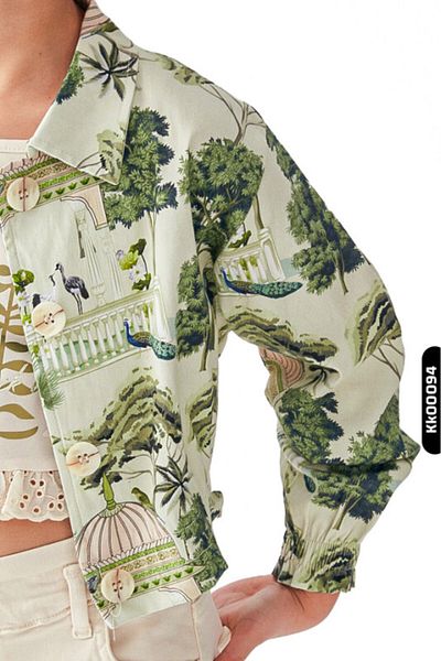nk kids Яке за момиче с остра яка, копчета и един джоб, наборен ръкав, 4-8 години, 36501
