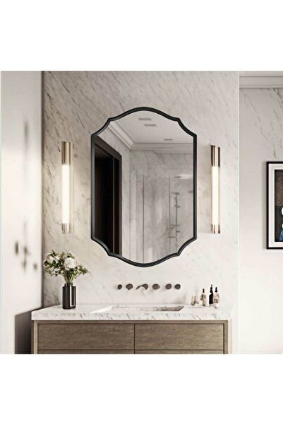MKS Design Asimetrik Duvar Aynası / Çerçeveli Düzensiz Dekor Ayna / Banyo Aynası