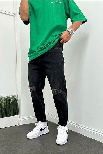 NO61 MAN Boyfriend Black Distressed Jeans