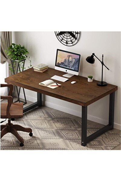 Woodenly Rustik Ahşap Dekoratif Çalışma Masası Ahşap Ofis Masası
