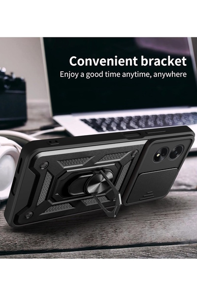 m.tk moveteck Oppo A38 Case with Camera Protection Sliding Ring Armor Military Tank Skid Armor Cover