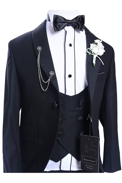 Doctor junior Black 8 Piece Kids Tuxedo Suit
