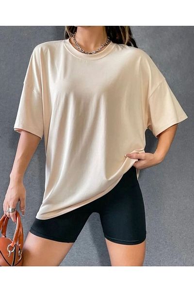 MODARİCH Compass T-shirt - Light Brown, Printed, Crew Neck, Oversize, Short Sleeve, Loose