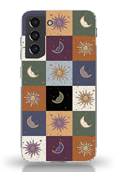 moonset Samsung Galaxy S21 FE Uyumlu Renkli Ay ve Güneş Tasarımlı Baskılı Şef...