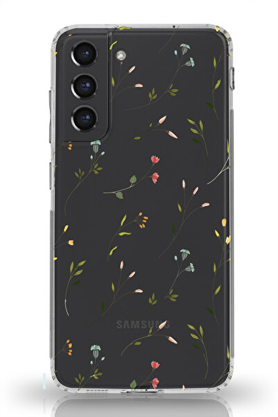 moonset Samsung Galaxy S21 Uyumlu Çiçekler Tasarımlı Baskılı Şeffaf Telefon K...