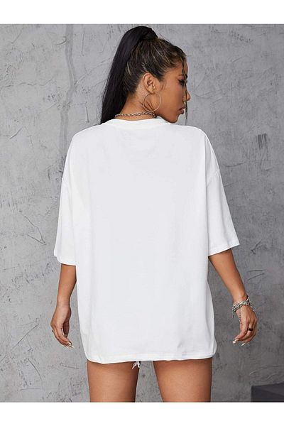 MODARİCH San Francisco 30 T-shirt -λευκό, εμπριμέ, λαιμόκοψη, εμπριμέ, κοντομάνικο, Boyfriend, Loose