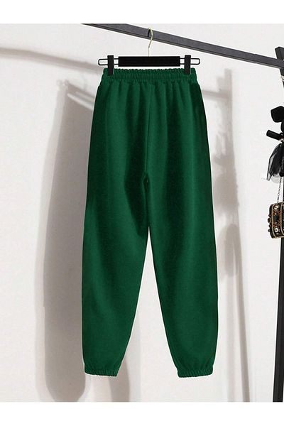 Mythologie Ψηλόμεσο Nefti Green Printed Unisex Winter Sweatpants - Λαστιχένιο πόδι