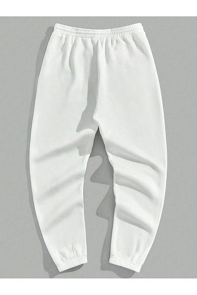 Mythologie Japan Sweatpants Jogger - Λευκό εμπριμέ λαστιχένιο πόδι ψηλόμεσο χειμώνα