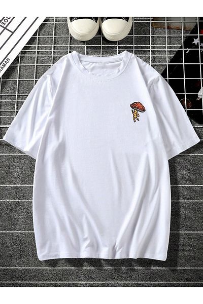 Mythologie Tricou Mushroom World - mânecă scurtă cu mânecă scurtă supradimensionată cu imprimeu alb