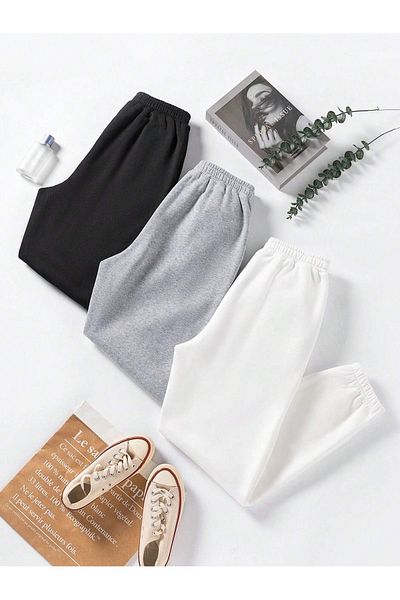 Mythologie 3-Pece Smiling Mouths Printed Jogger Sweatpants - Μαύρο και άσπρο γκρι λαστιχένιο πόδι ψηλόμεσο καλοκαίρι