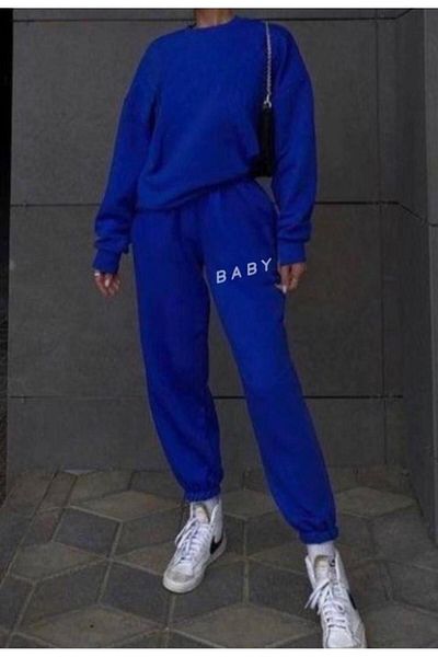 Mythologie Baby Sweatpants Jogger - Sax Blue Printed Λαστιχένιο πόδι ψηλόμεσο χειμώνα