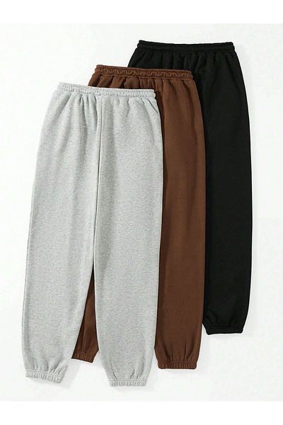 Mythologie Los Angeles California Printed Jogger Sweatpants - Μαύρο καφέ γκρι ελαστικό πόδι ψηλή μέση