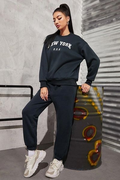 Mythologie Σετ φόρμας New York Usa - Φούτερ Jogger με μαύρη στάμπα από καουτσούκ