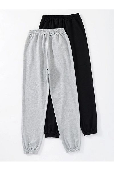 Mythologie Φούτερ Jogger 2-pack - Μαύρο και γκρι καουτσούκ με ψηλόμεσο καλοκαίρι
