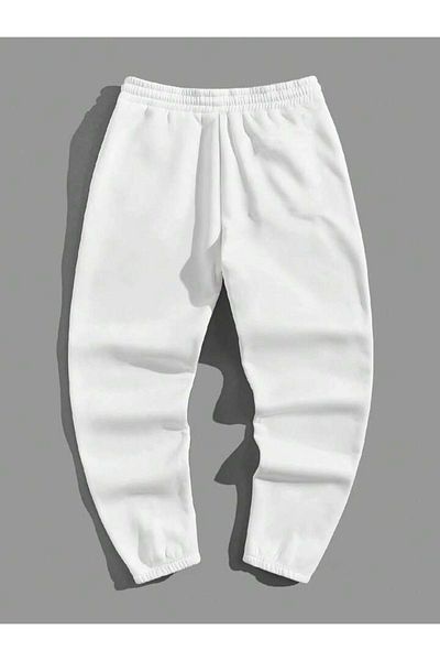 Mythologie Symbol Sweatpants Jogger - White Printed Elastic Leg High Waist Winter