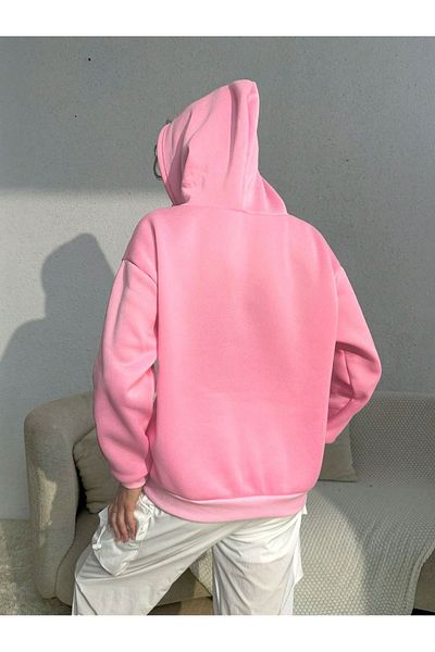MODARİCH Χειμερινό χοντρό φούτερ Los Angeles California - Dusty Pink printed Oversize Hoodie